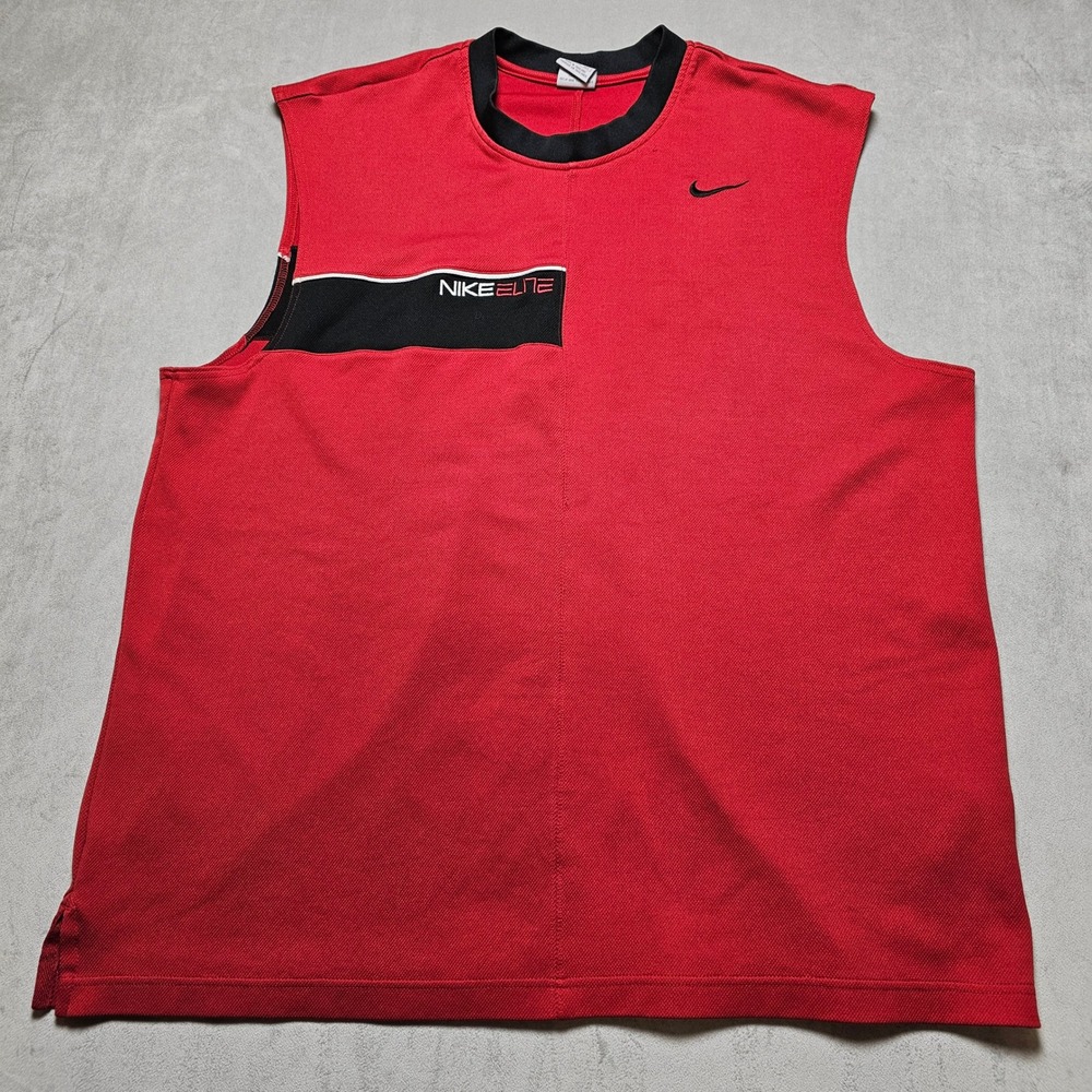 Nike Elite Mens Sleeveless Basketball Jersey Red Black Size XXL‎ 4 Graphic